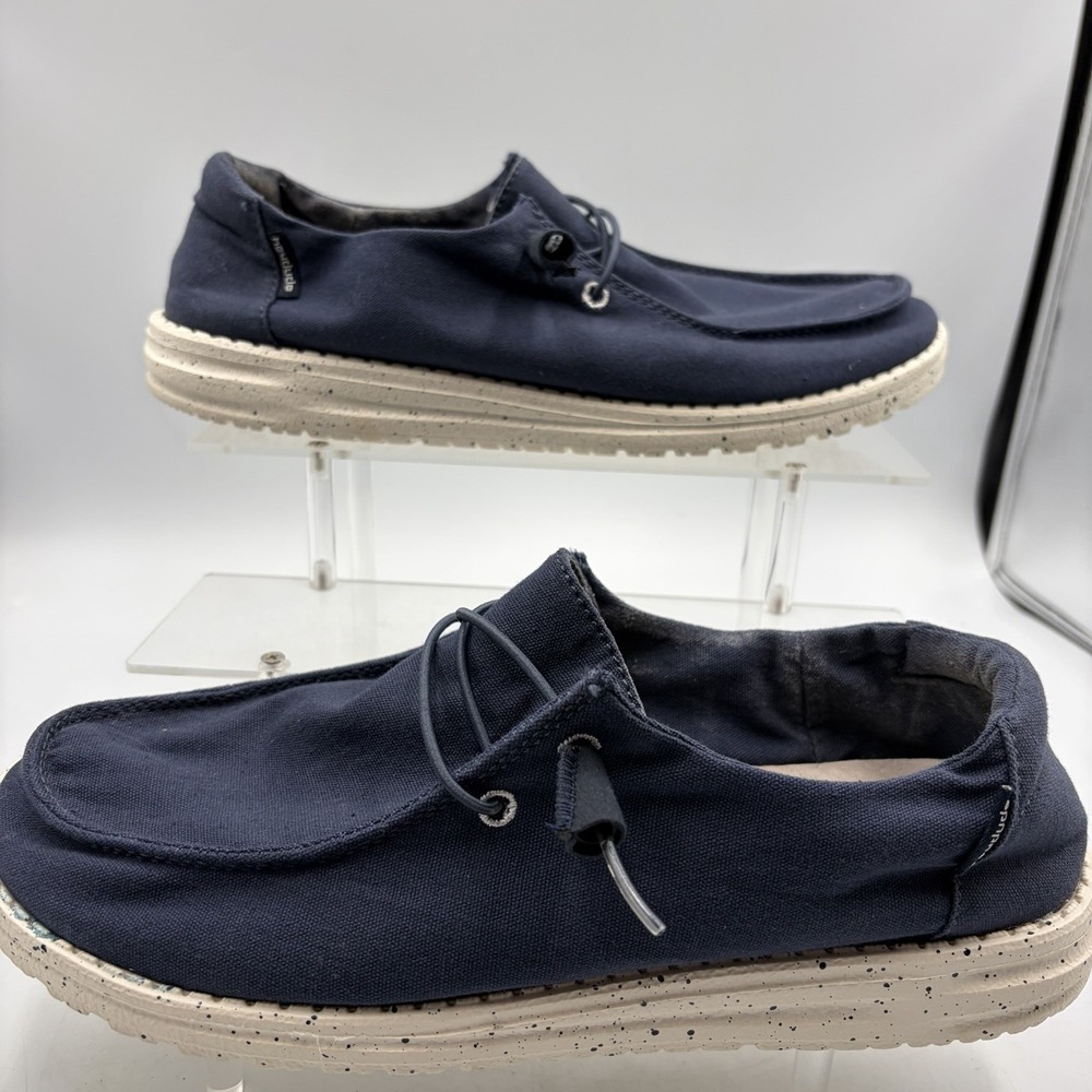 Hey Dude Women's Navy Blue Wendy Soft Canvas Slip On Shoes -Speckle Soles Sz 8